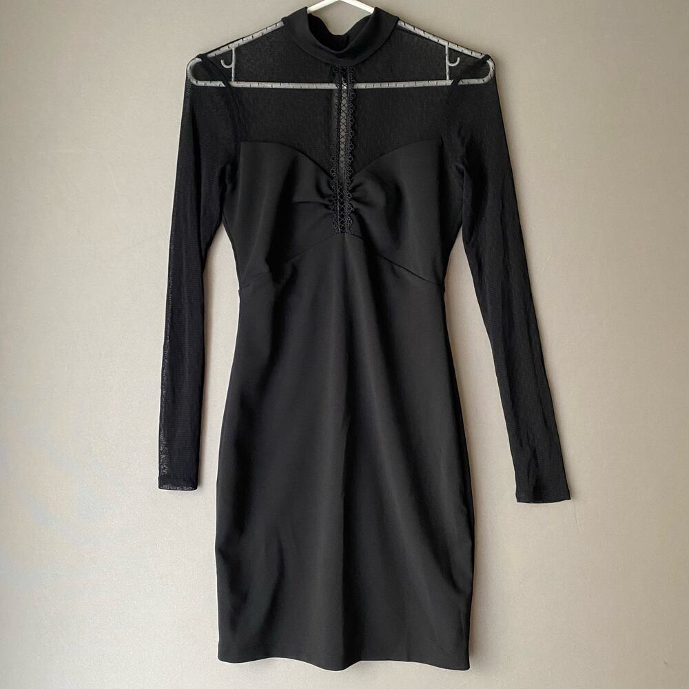 Lulu’s size small goth Victorian neckline sheer mini‎ dress